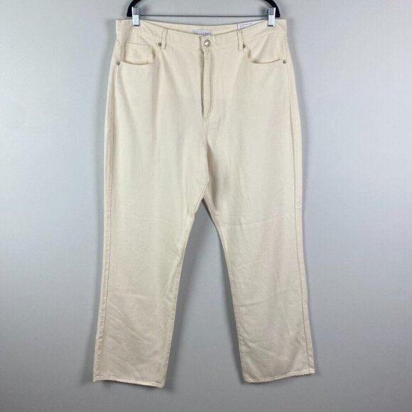 Loft Full Length Straight Jeans Size 33 Cream High Rise - Picture 1 of 13